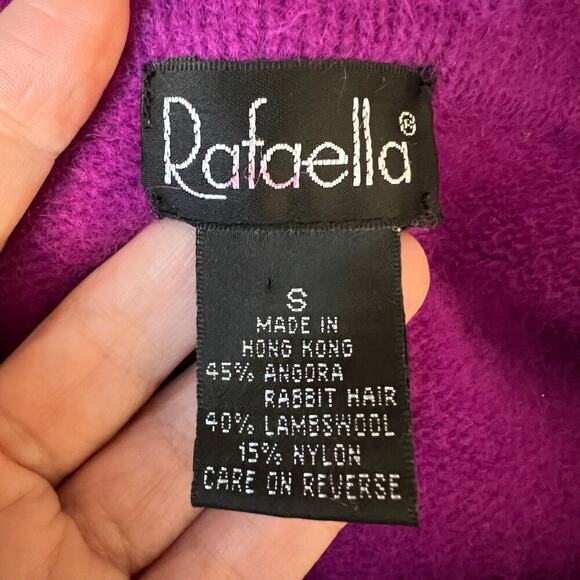 Vintage Y2K Rafaella Angora and Lambs Wool Cowl Neck 3/4 Sleeves Sweater Small - Picture 7 of 8